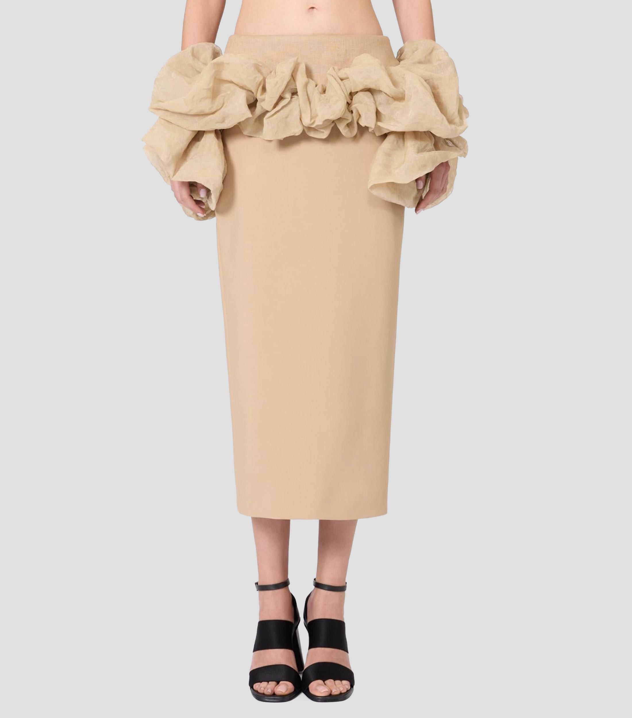 Falda midi de corte ajustado lisa Mujer